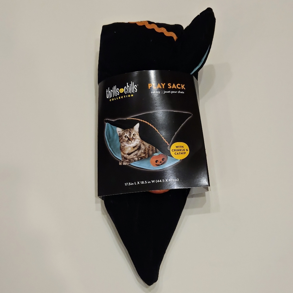 Thrills & Chills Cat Toy Play Sack Halloween Witch Hat Sack w/Crinkle & Catnip